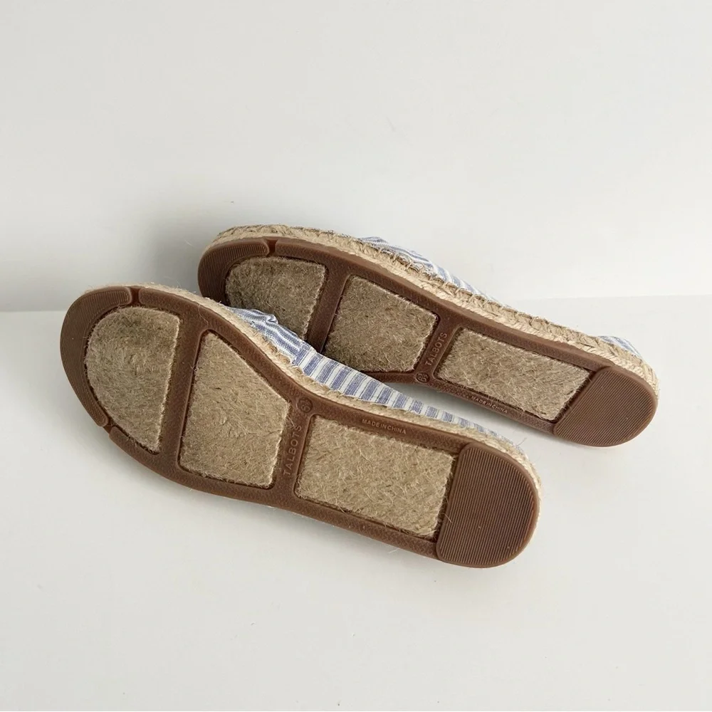 Talbots Izzy Stripe Knotted Linen Espadrille Shoes